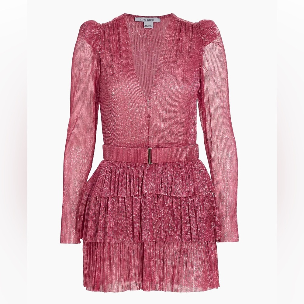 Sabina Musáyev Carry Metallic Foil Ruffled Minidress